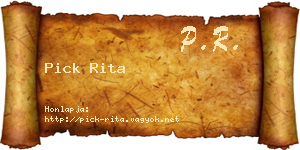 Pick Rita névjegykártya